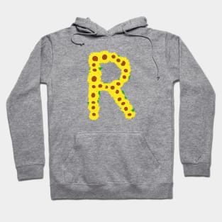 Sunflowers Initial Letter R (Black Background) Hoodie